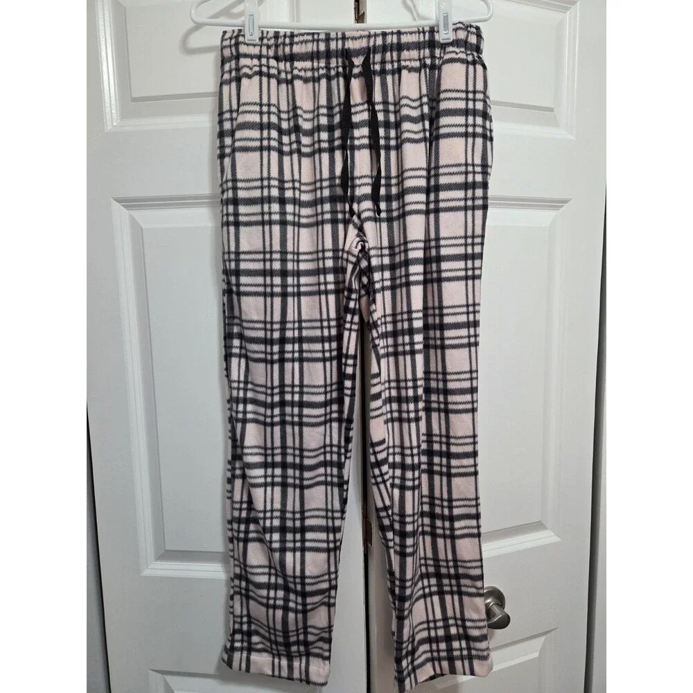 Narrow River Trading Co. Women's Fleece Pants w/ Pockets, Pink/Black Plaid, Lge